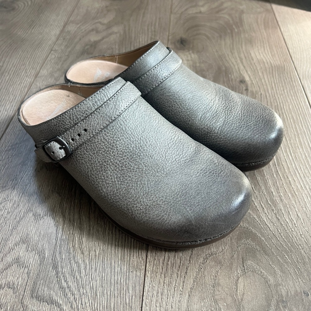 Dansko Berry Clog Gray Silver Slip On Mule Leather Womens EUR 39 US 8.5-9 - Picture 2 of 10